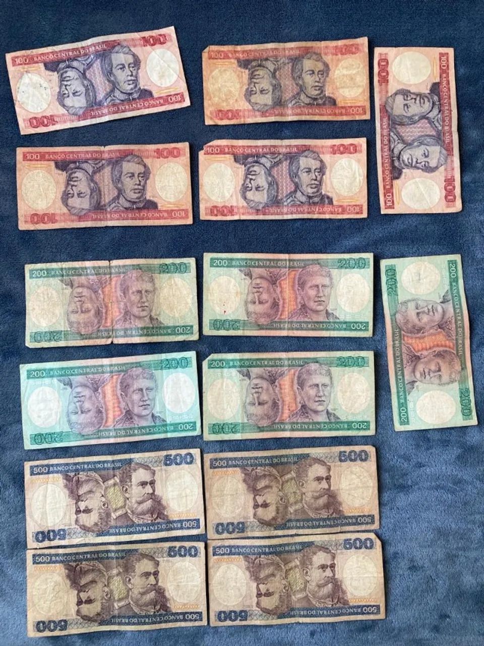 Cédulas antigas 100, 200, 500 cruzeiros