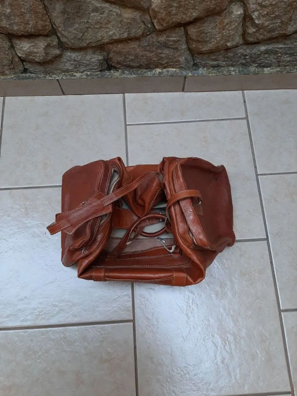 Bolsa de couro marrom vintage - Foto 3
