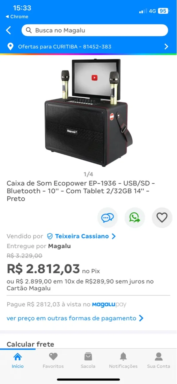 Caixa de Som Ecopower EP-1936