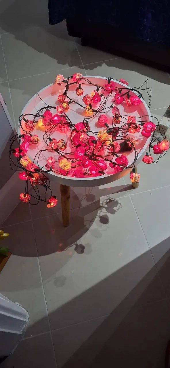Luzes de Natal com Flores de Tecido - Foto 4
