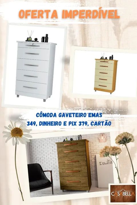 Cômoda Gaveteiro 5 Gavetas - Á PRONTA ENTREGA 