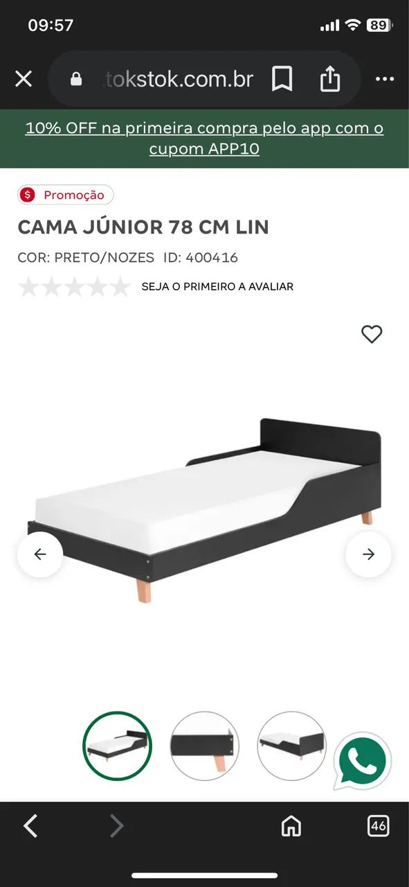 2 Mini camas Tock&Stok Júnior 