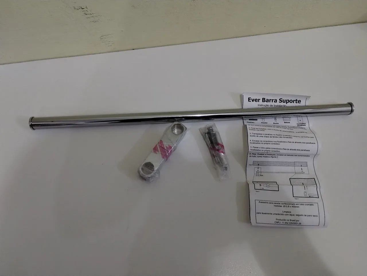 Barra suporte de metal cromado para toalha 45 cm