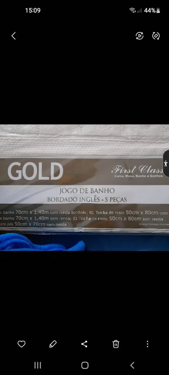 Jogo de Banho Bordado Inglês 5 Peças - Gold First Class. Presente especial para o Natal. - Foto 5