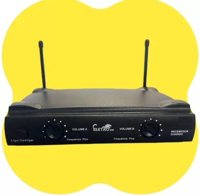 MICROFONE SEM FIO PROFISSIONAL DUPLO UHF DINÂMICO CAPTAÇÃO CARDIOIDI BYZ ELECTRO LMD K58 A - Foto 4
