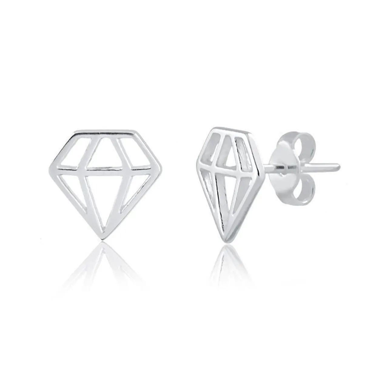 Brincos de diamante vazados em prata