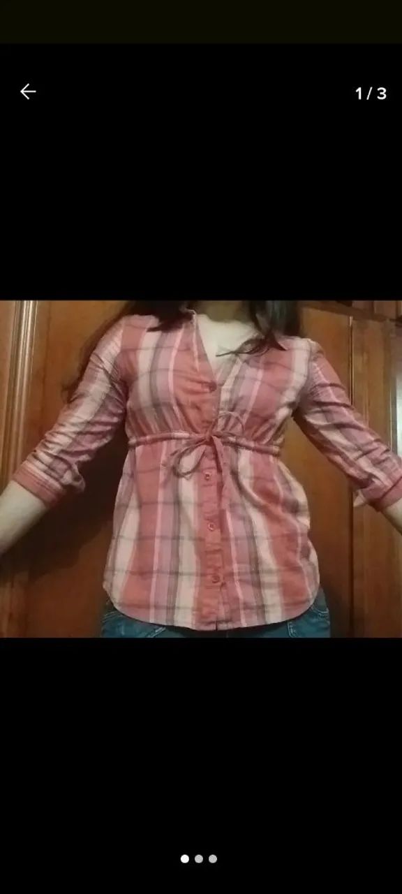 Camisa feminina xadrez com amarração