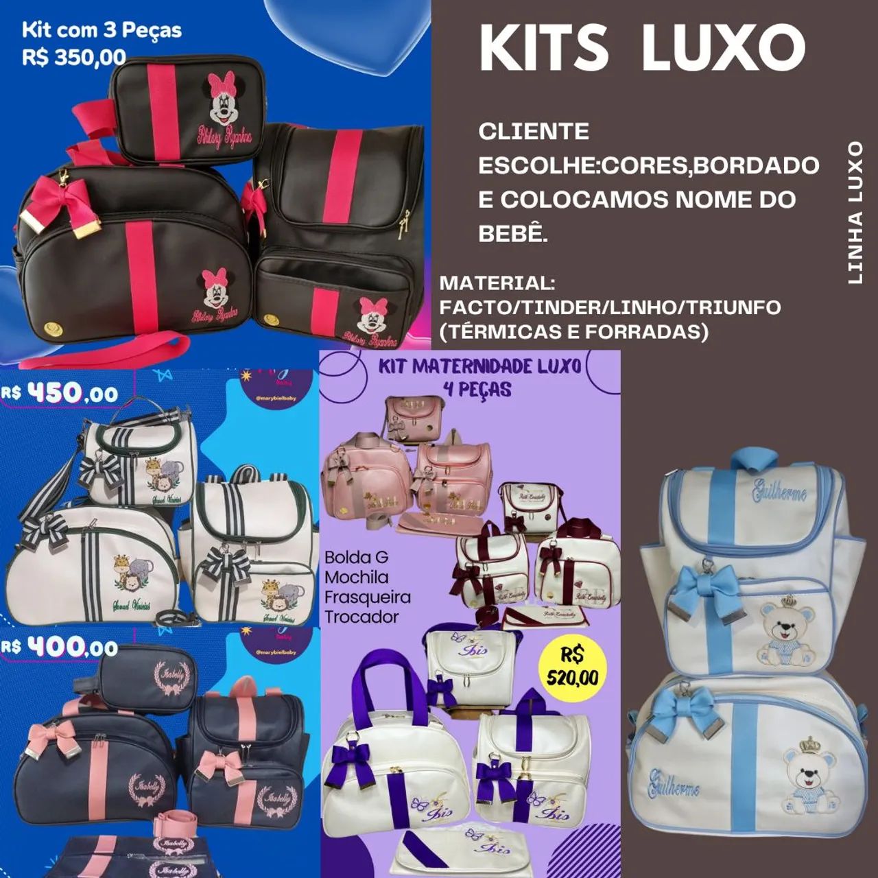 Kit Bolsas Maternidade Personalizado 3 Peças - Foto 4