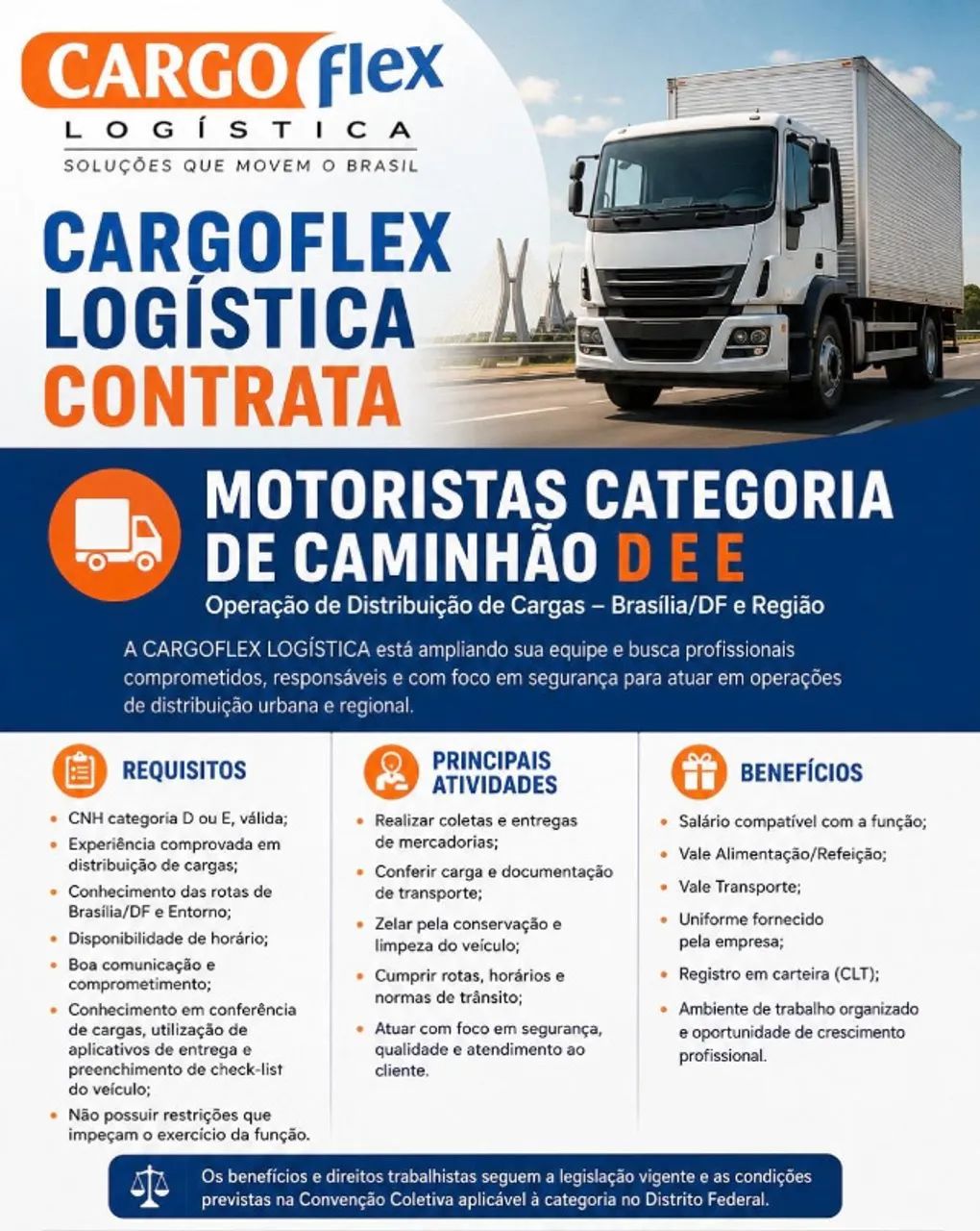 MOTORISTAS CATEGORIA DE CAMINHÃO D e E