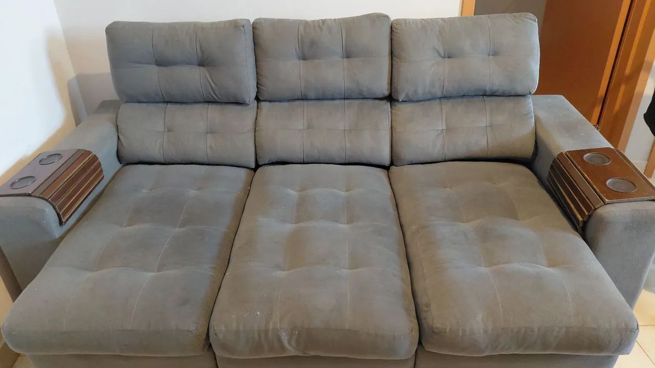 Sofá retrátil e reclinável cinza de 2m - Foto 3