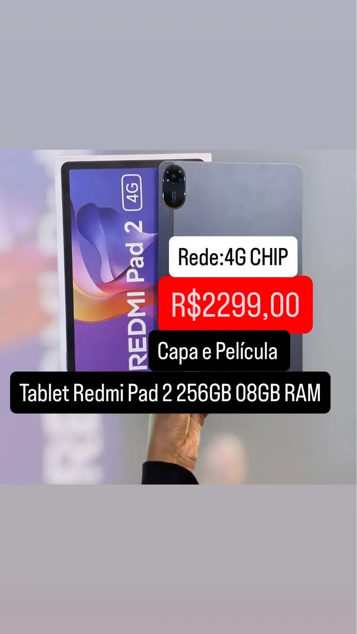 Tablet Xiaomi 4G CHIP  256Gb/08 RAM A partir de $2299,00 Lacrado  Capa e Película 