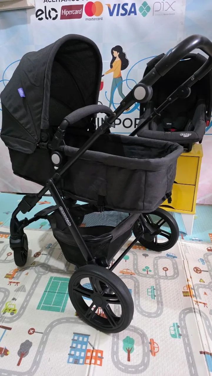 Carrinho de bebê com bebê conforto cosco zeroo  - Foto 3