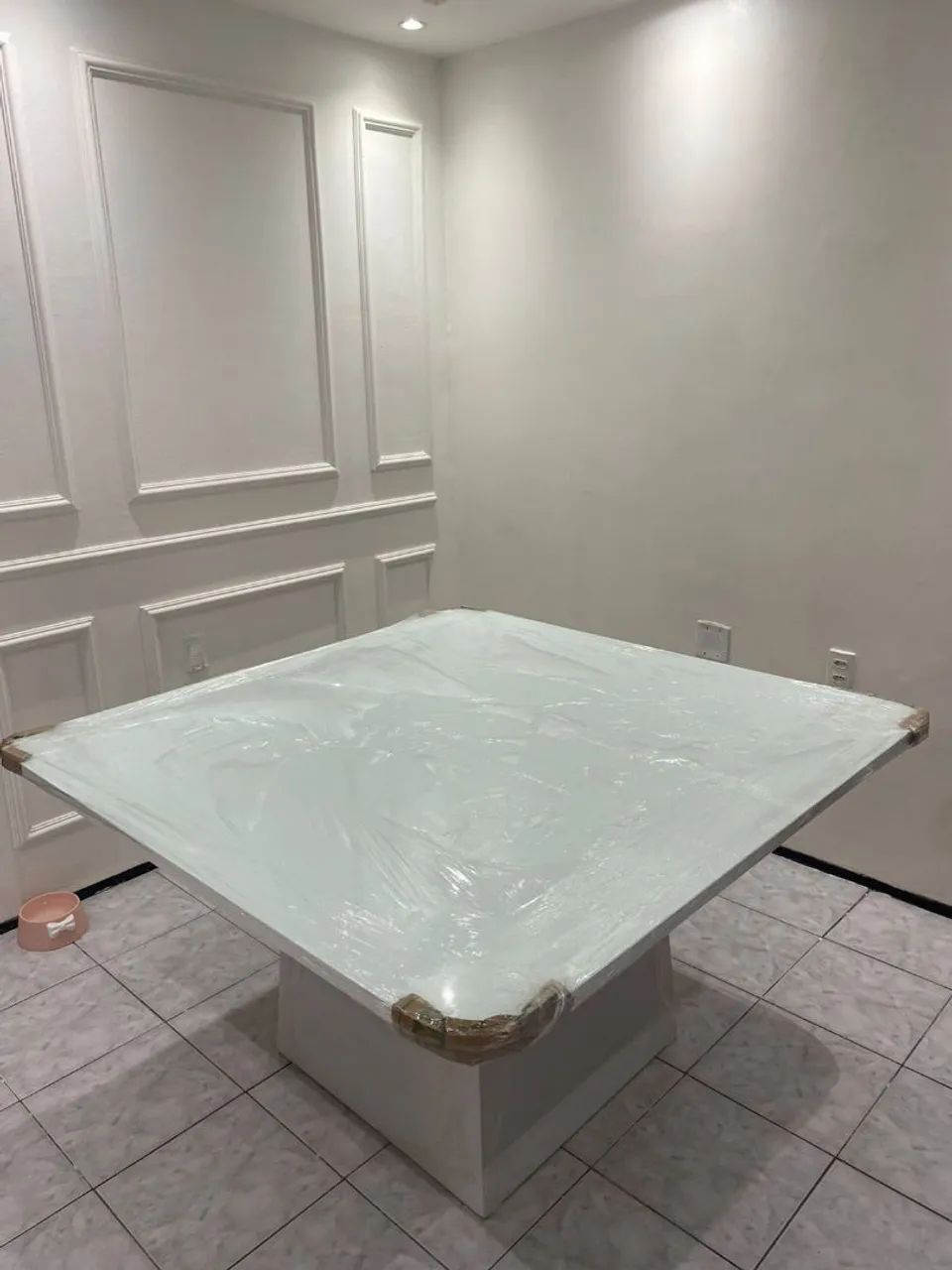 Mesa de Jantar Quadrada Luxo com Vidro Laqueado 4mm - Foto 4