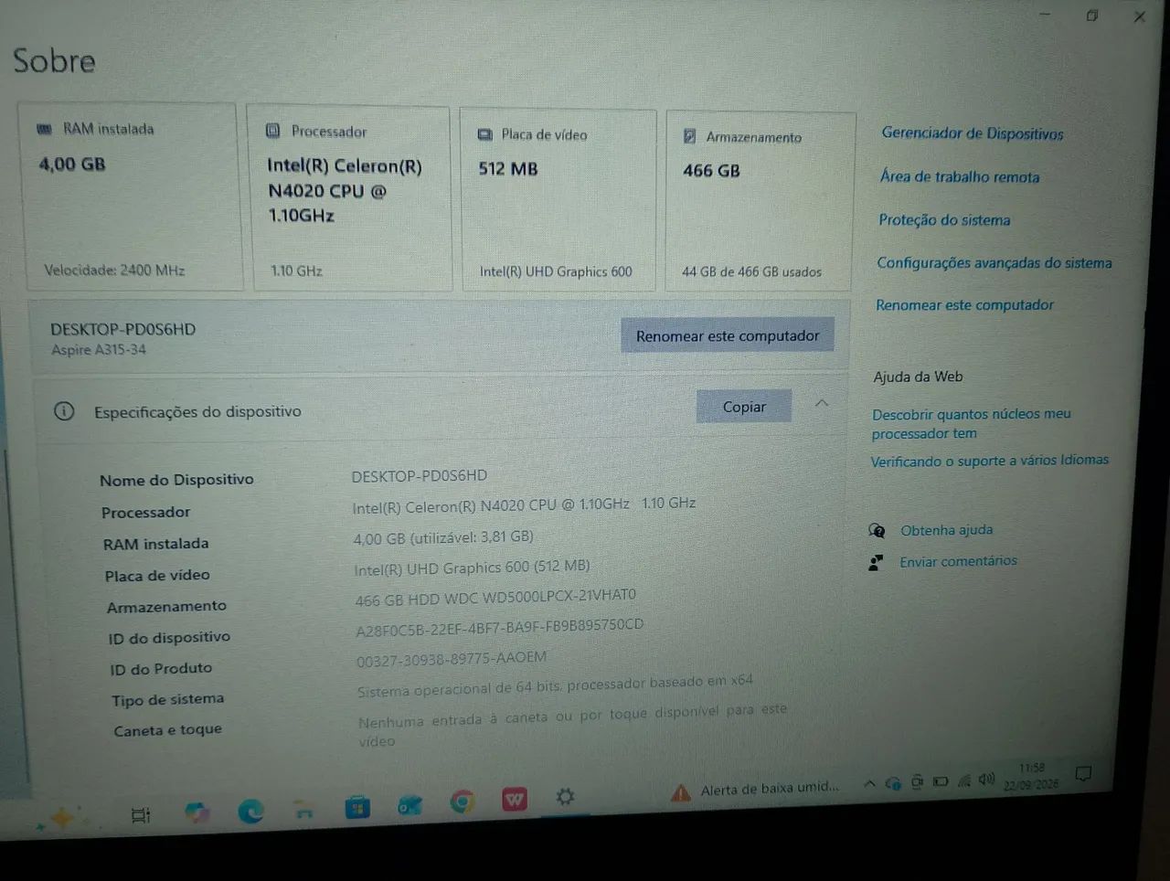 Notebook Acer aspire 3 funcionando tudo. - Foto 4