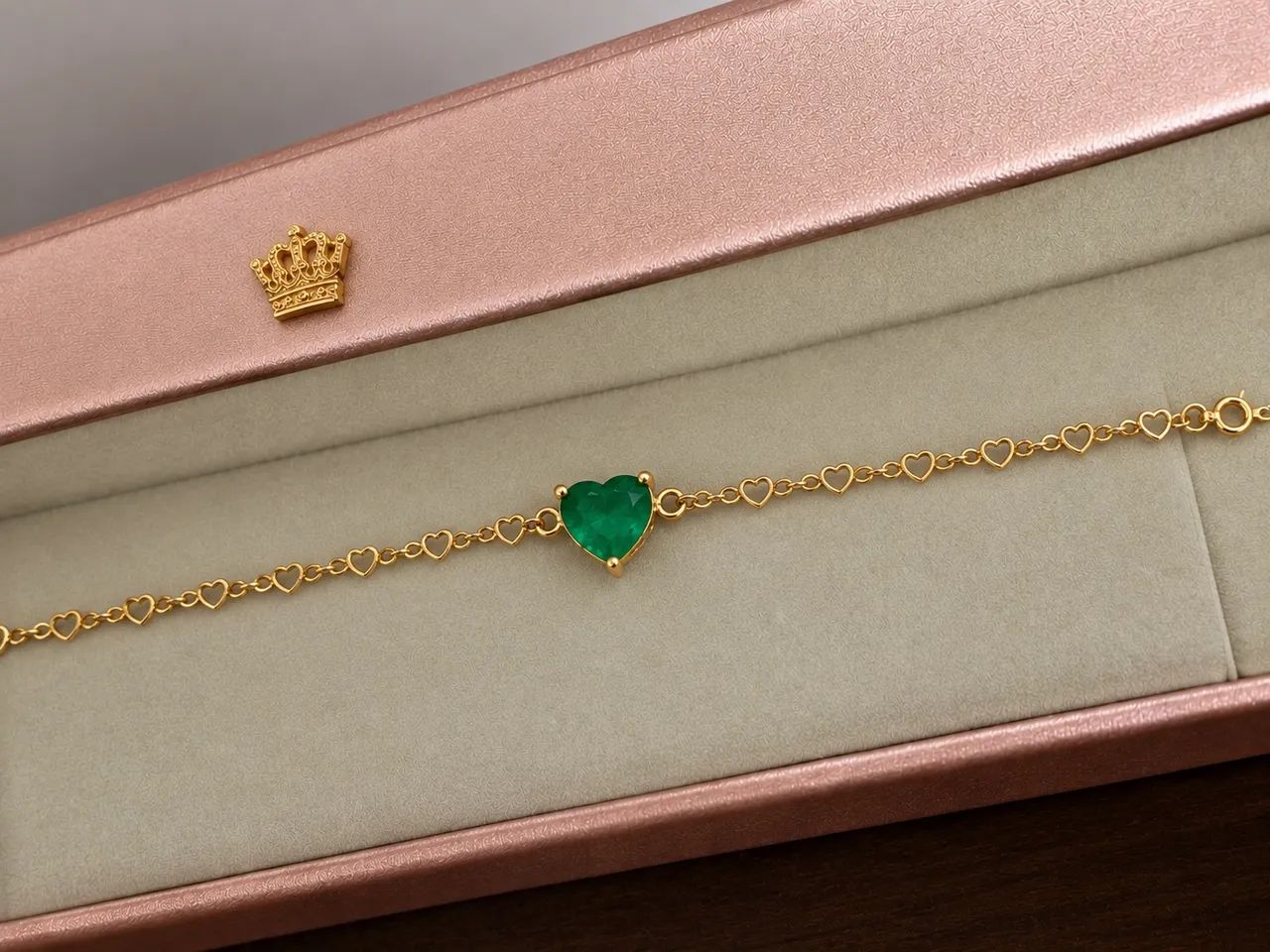 Pulseira ouro 18k com esmeralda 