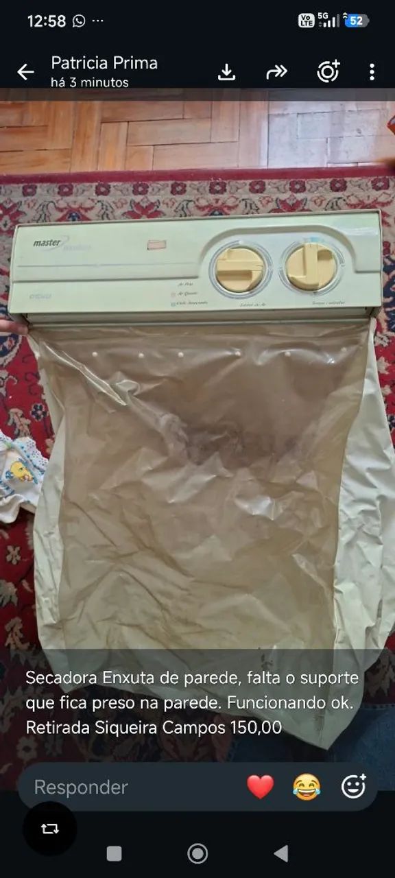 Secadora de roupa enxuta