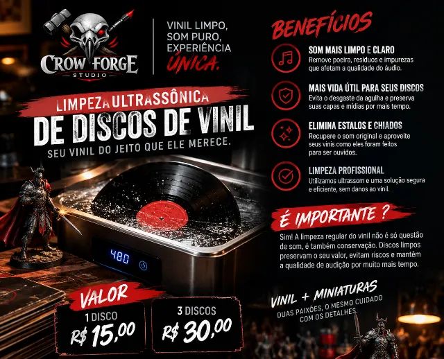 Limpeza Ultrassônica de discos de vinil