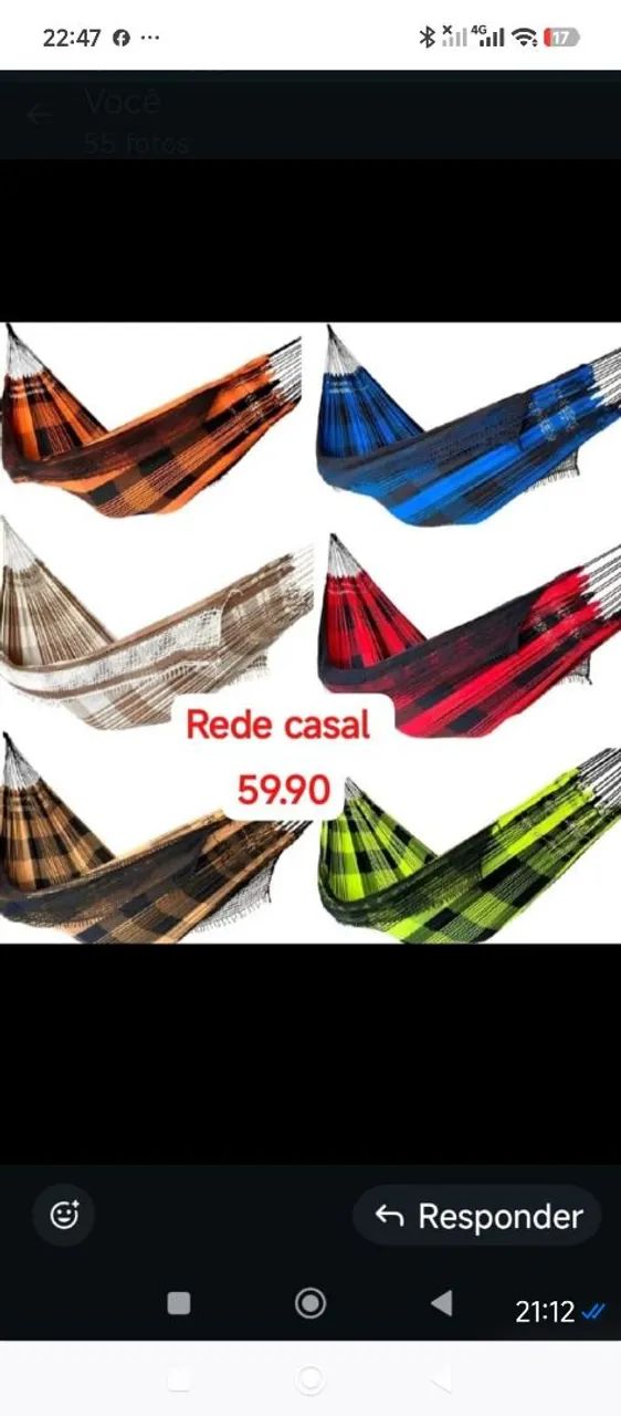 Rede casal 60.00 rede solteiro 35.00