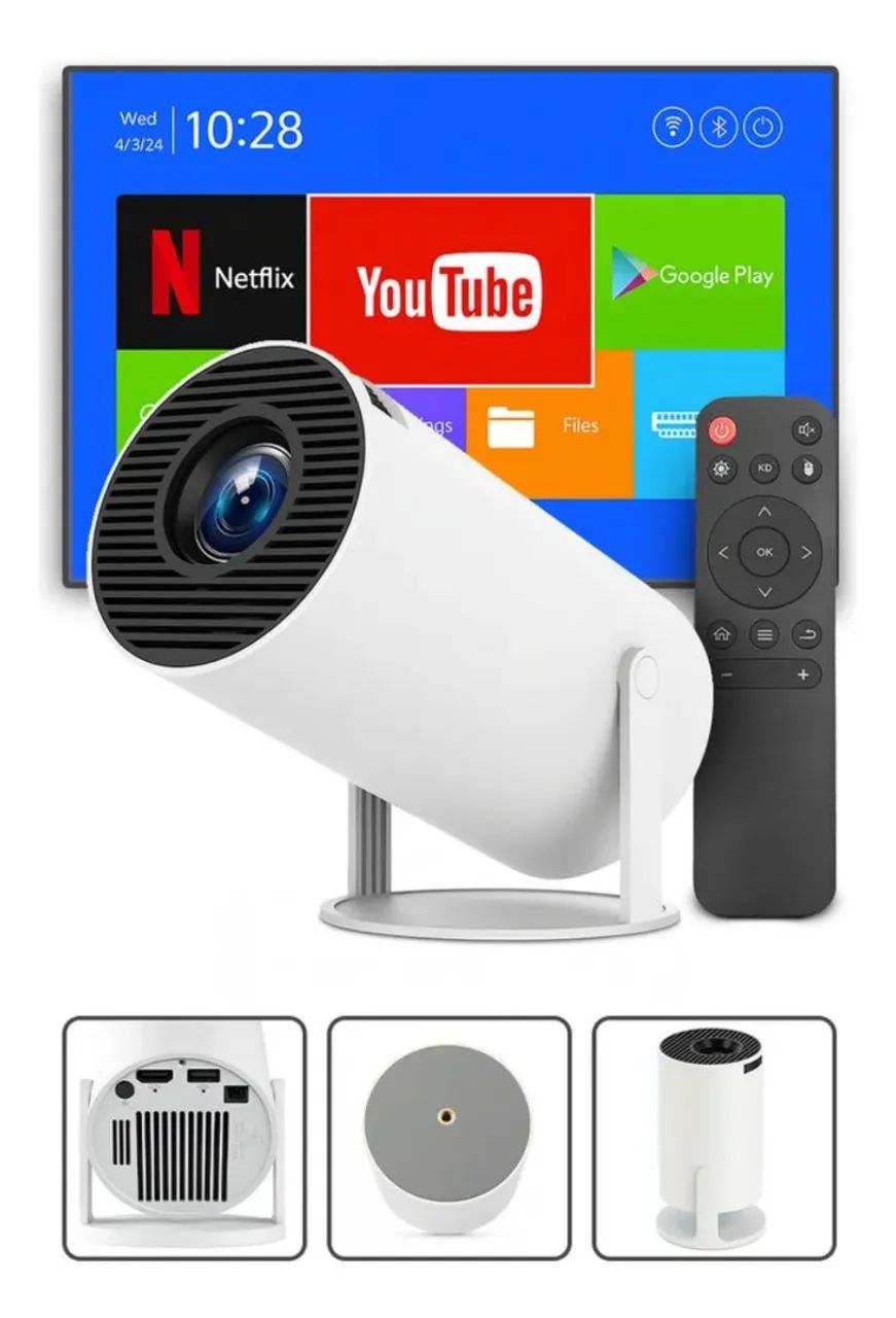 Mini Projetor Davely HY300 4K Android com Wi-Fi e Bluetooth