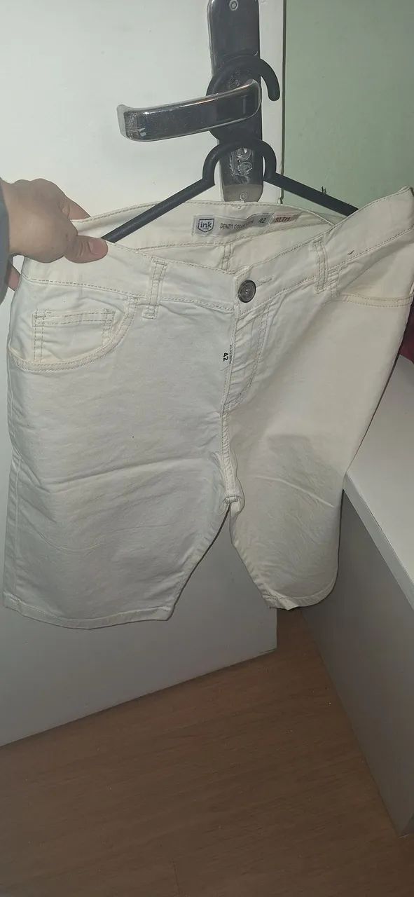 Shorts branco meio jeans - Foto 3