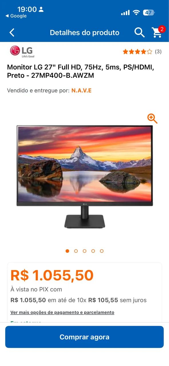 Monitor LG 27? 75hz no precinho  - Foto 2