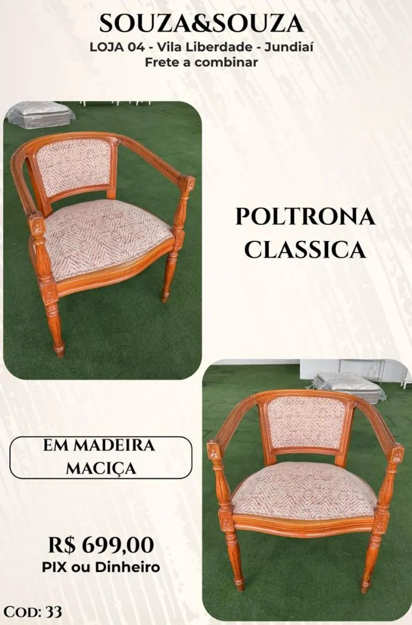 Poltrona Clássica de Madeira