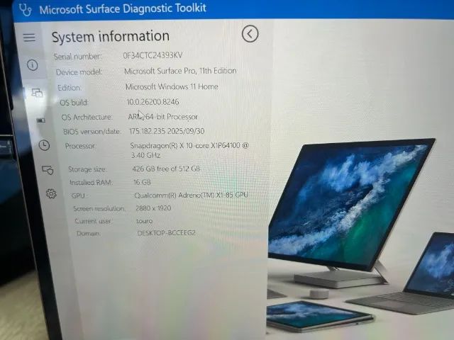 Surface Pro 11 Snapdragon X 16GB Ram 512GB Microsoft na garantia