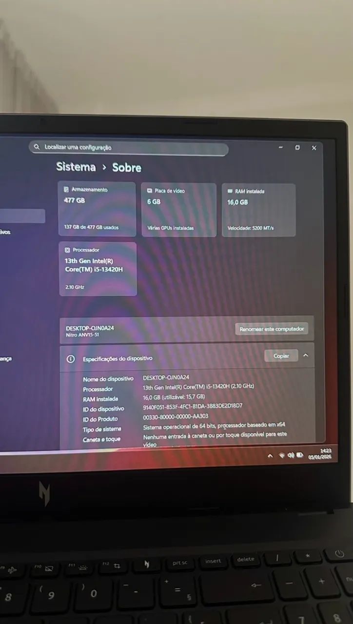 Notebook Acer Nitro v15  - Foto 4