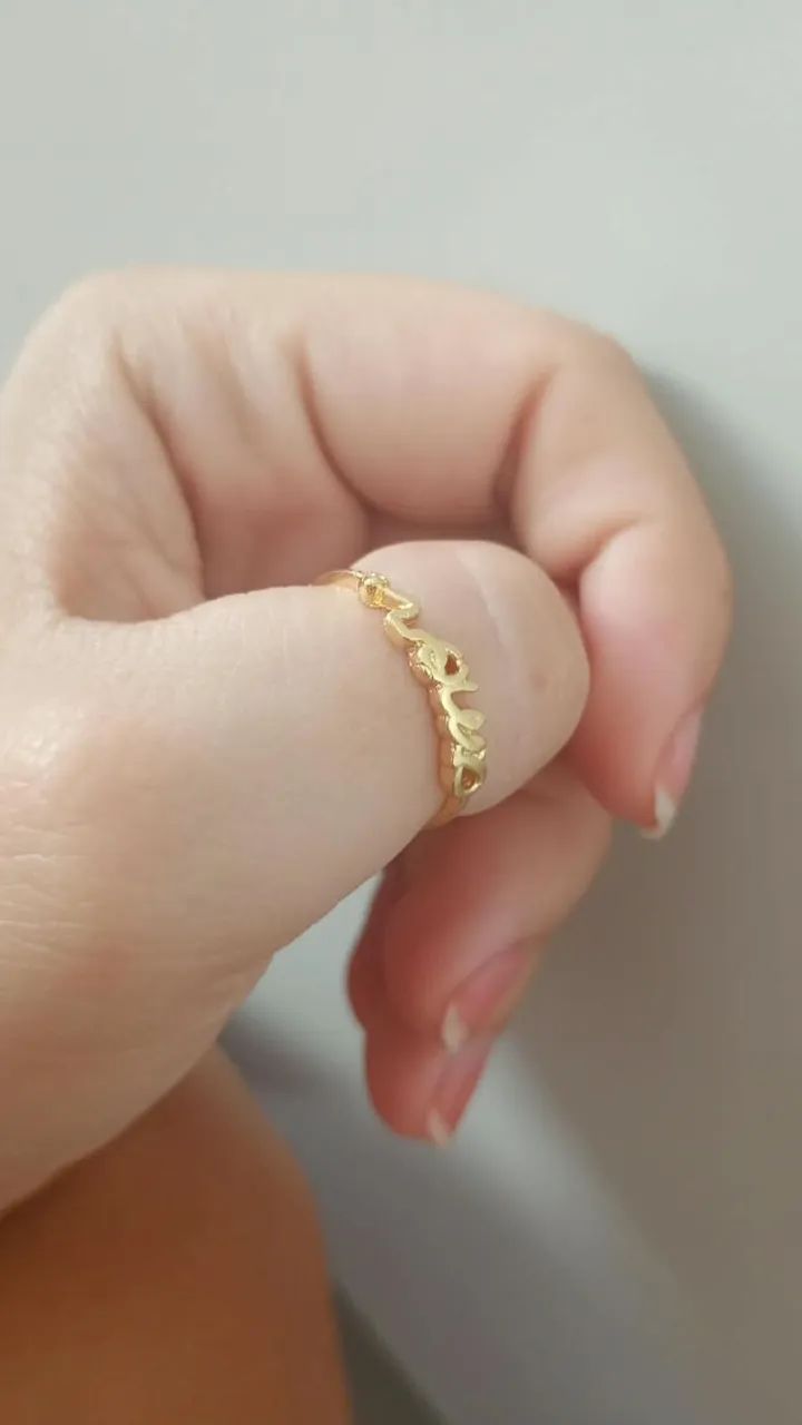 Anel Amor Feminino Dourado | Semijoia Aro 15 - Foto 2