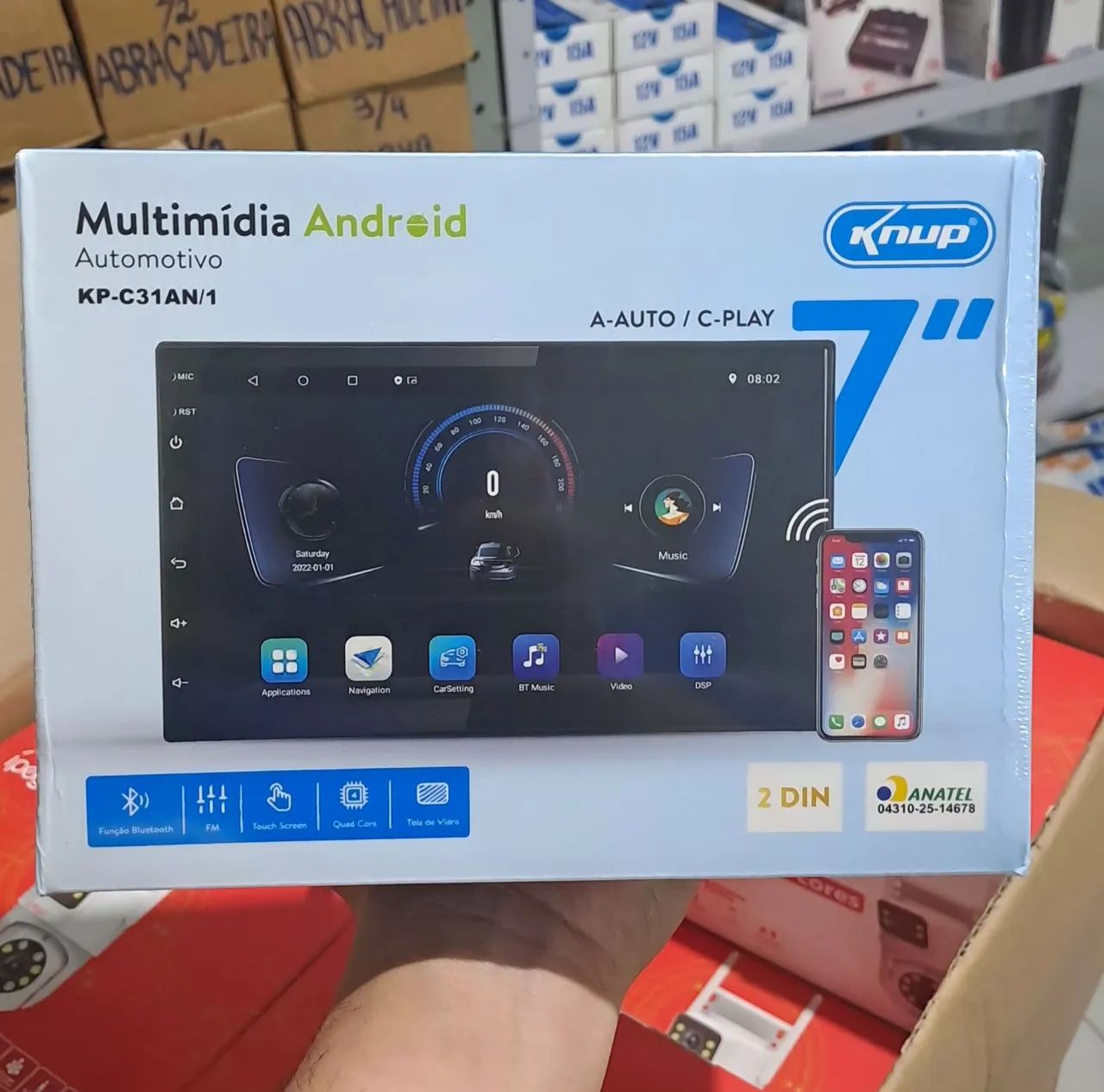 Central multimídia Android Auto e car play