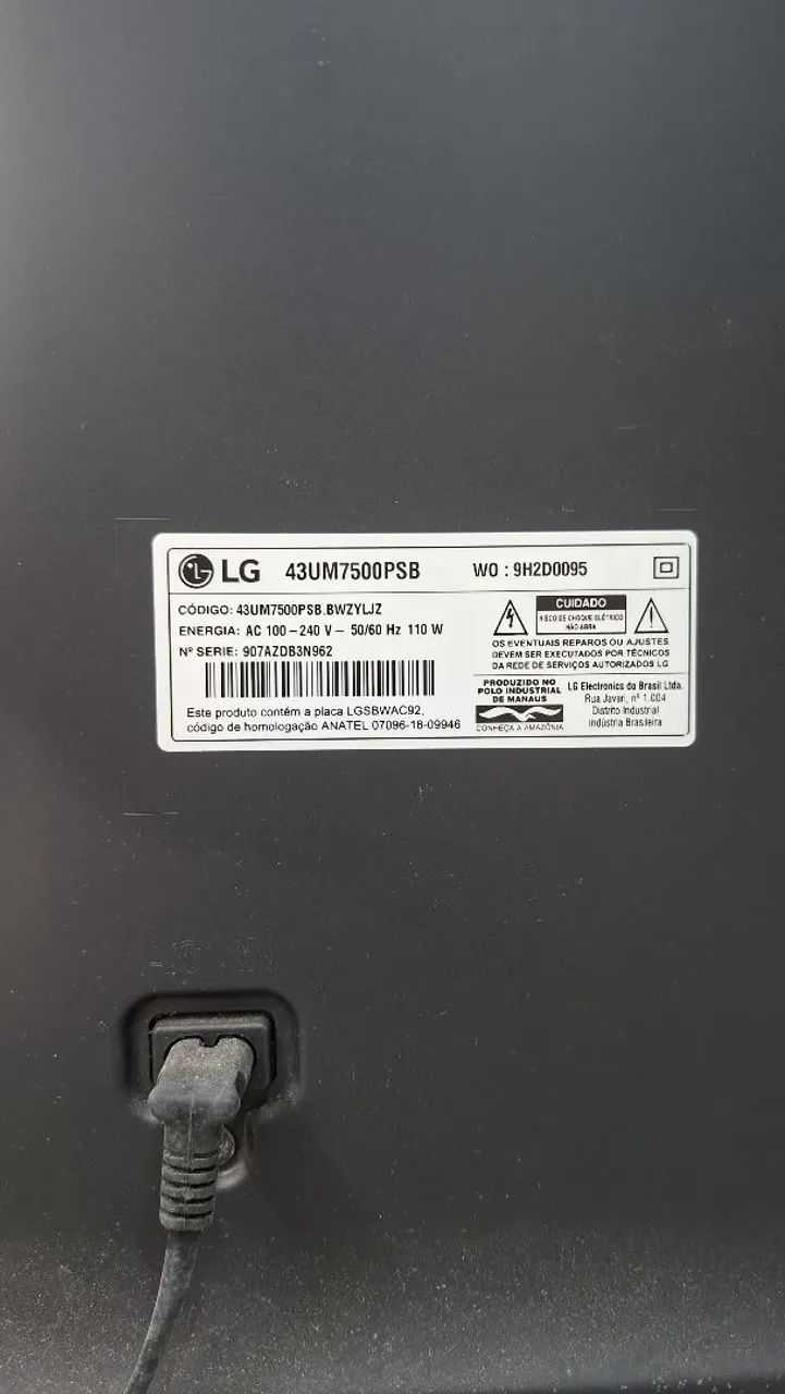 Televisão LG 43 polegadas 4k - 43UM7500PSB (Tela quebrada) - Foto 3