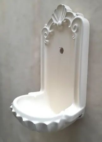 Pia tipo oratório de cerâmica Celite, cor palha, item fora de catálogo