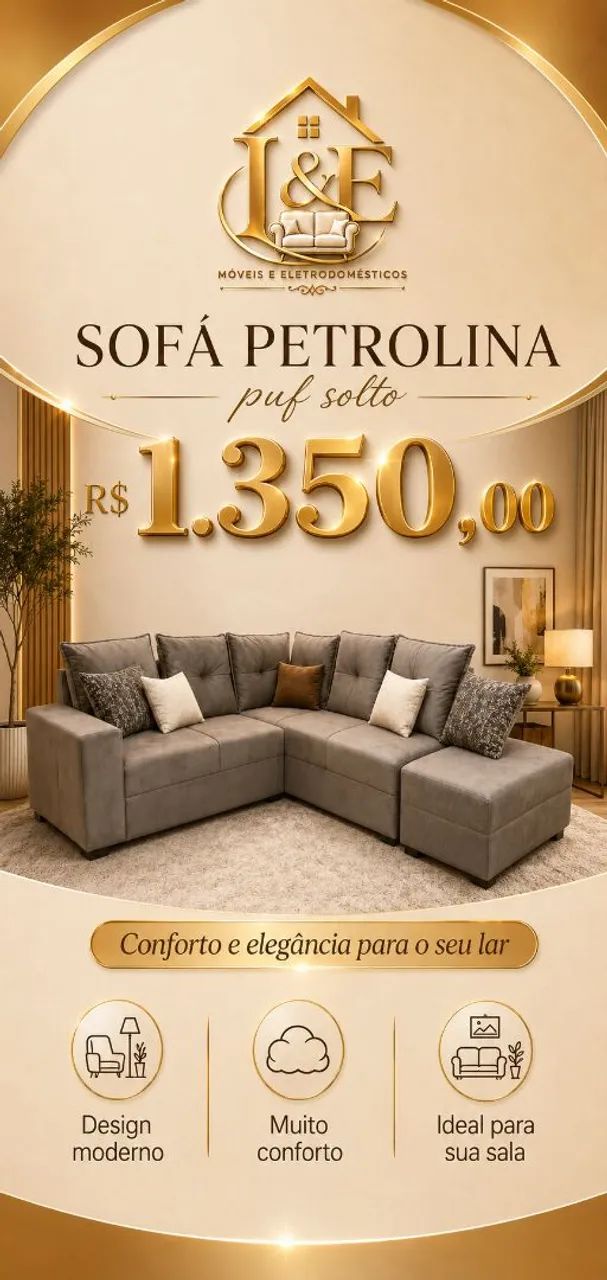Sofá  de canto Petrolina  com Puff 
