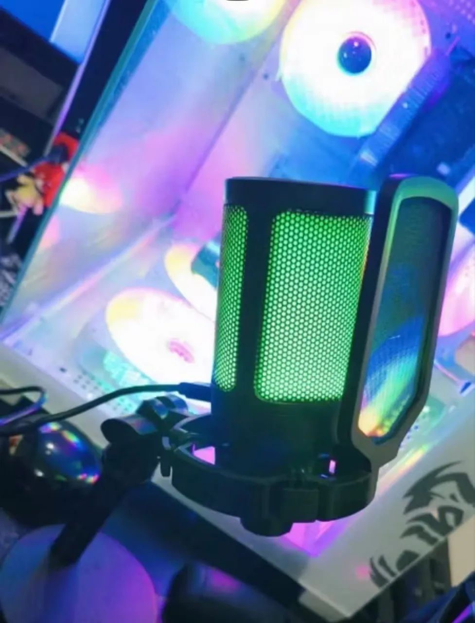 Microfone Gamer preto RGB e USB novo - Foto 4