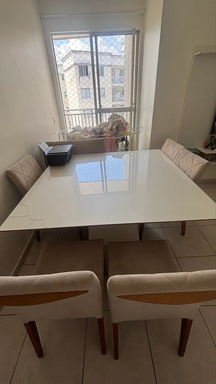 Mesa de vidro quadrada c/ 8 cadeiras - Foto 3