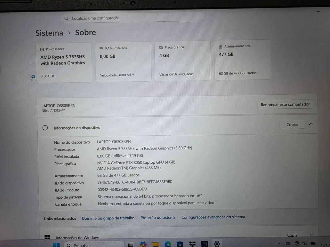 Notebook Acer Nitro 5 seminovo  - Foto 3