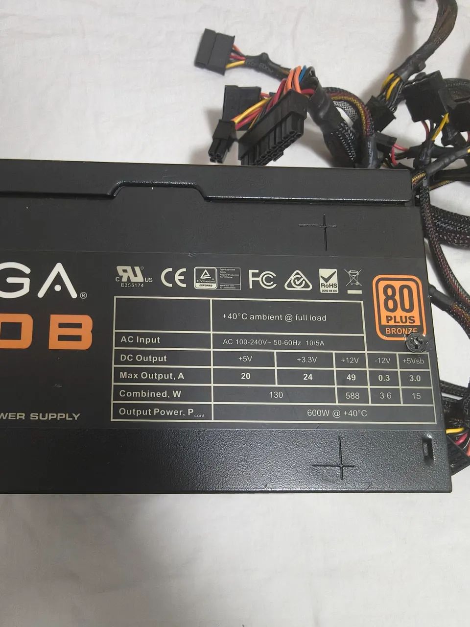 Fonte EVGA 600B 600w 80 plus Bronze - Foto 2