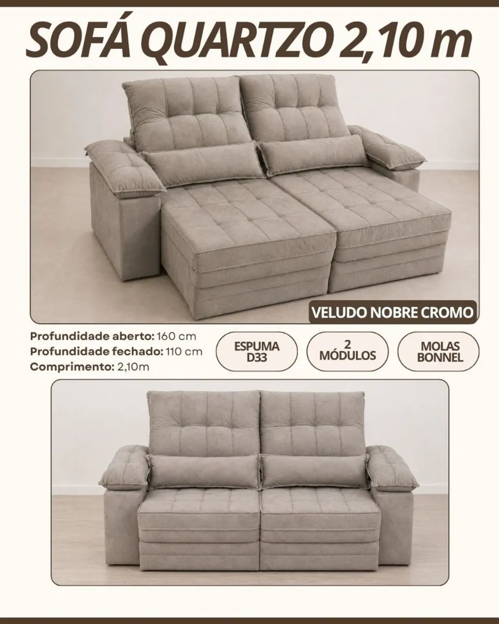 Sofá Quartzo de 2.10m 