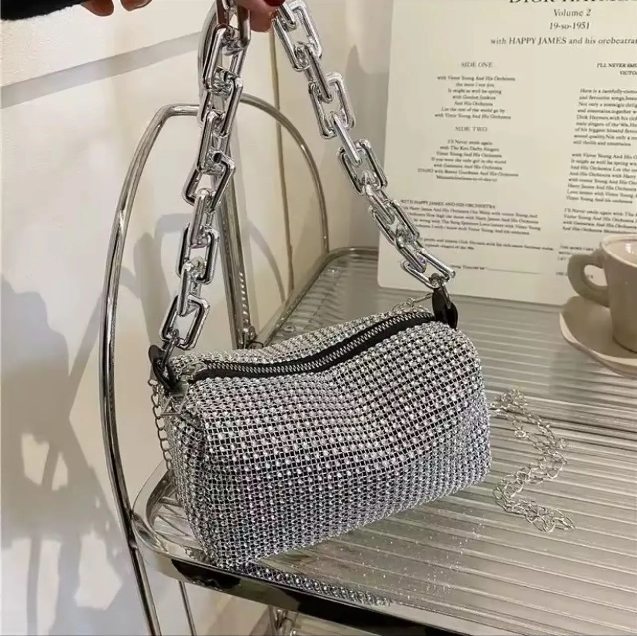 Bolsa prata brilhante - Foto 4