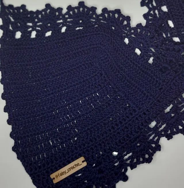 Top de Crochê Azul Marinho com Detalhes Romântico - Foto 5