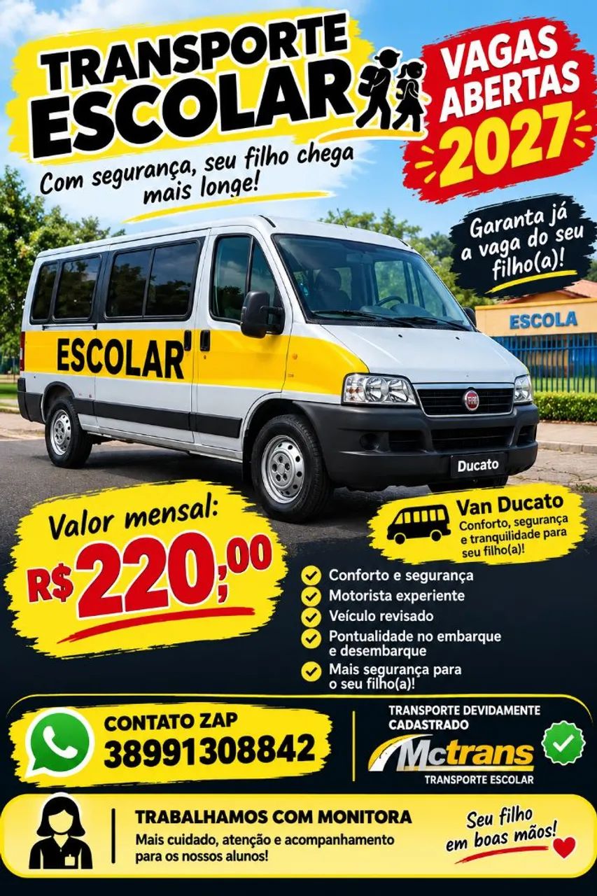 TRANSPORTE ESCOLAR R$220