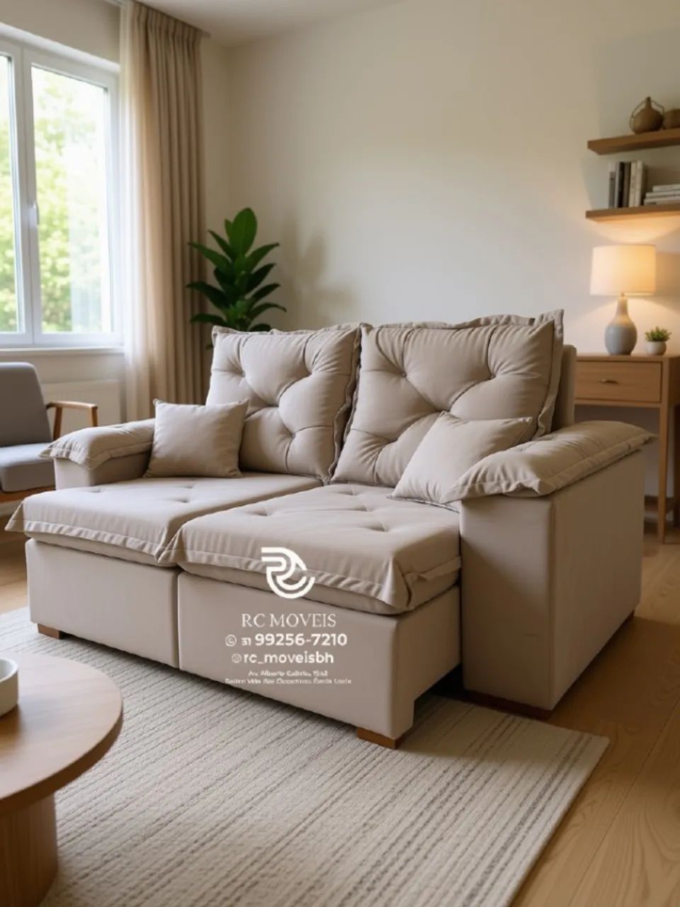 Sofá Retrátil e Reclinável 2m Pillow Veludo Azul Confortável Premium - Foto 3