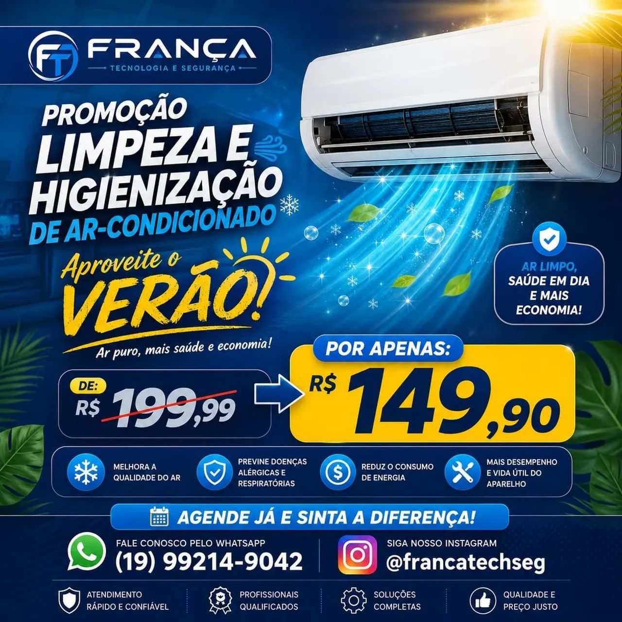 LIMPEZA E HIGIENIZAÇÃO DE AR-CONDICIONADO PROMOÇÃO 