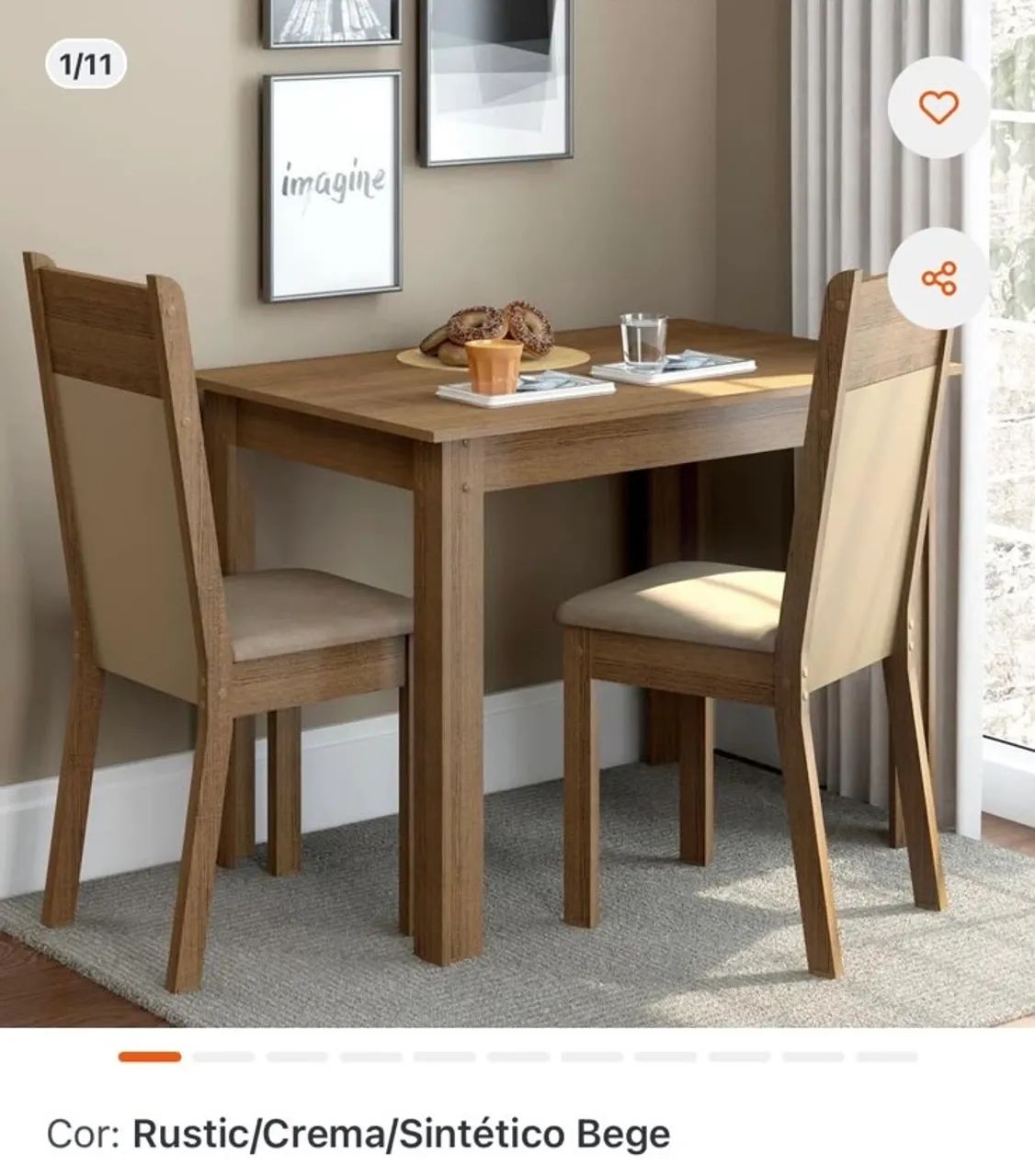 Conjunto mesa c/ 2 cadeiras novo - Foto 2