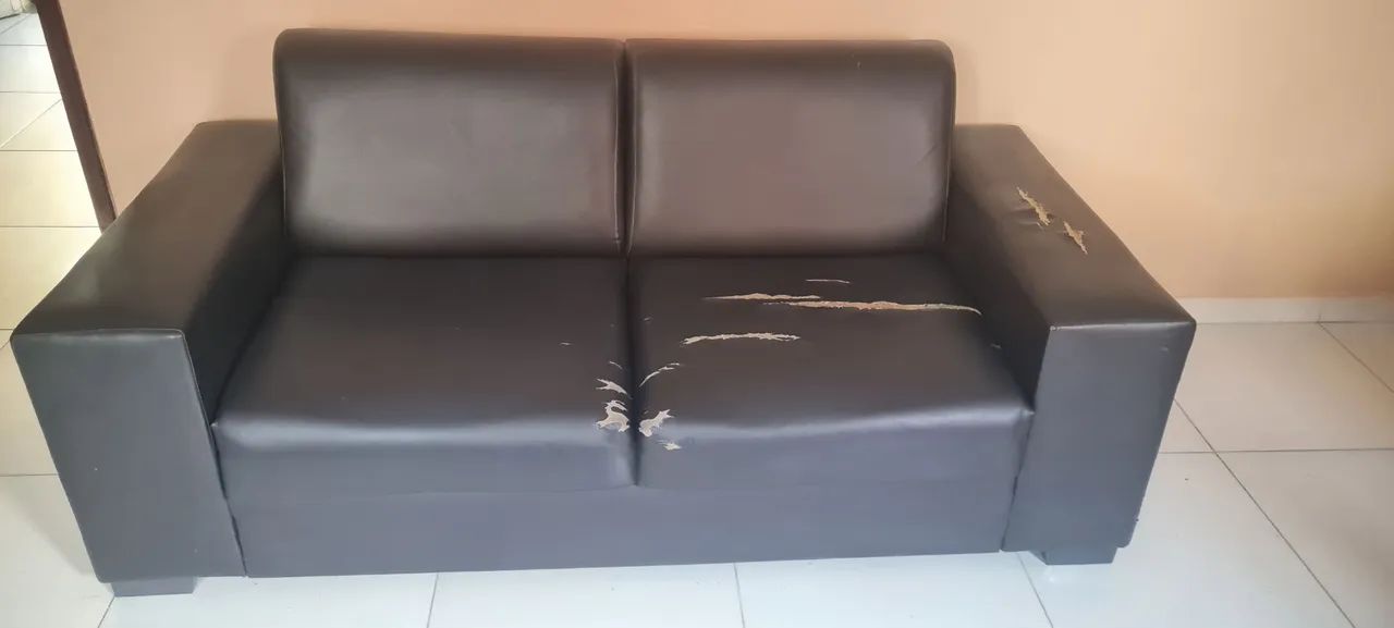 Sofá preto de couro - Foto 2