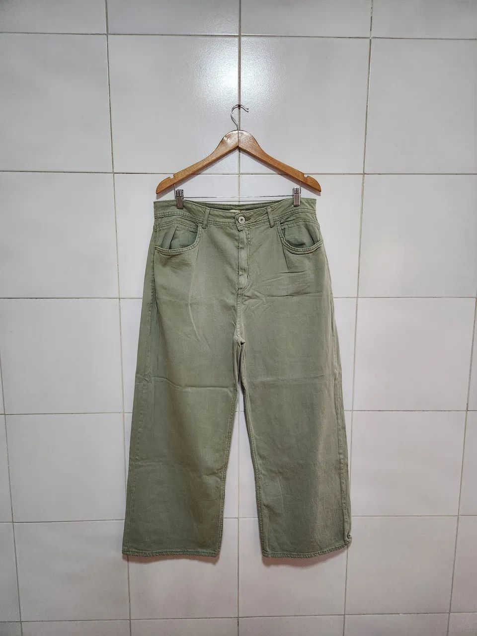 Calca jeans wide leg 48 