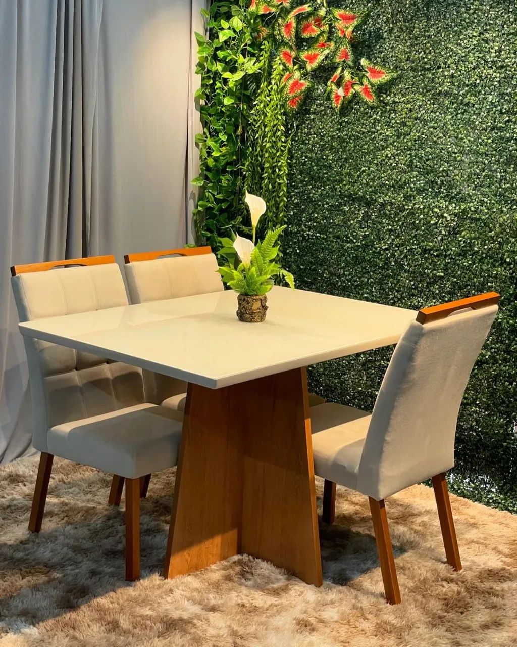 Mesa de Jantar 120x90 Com 4 Cadeiras 100% Madeira