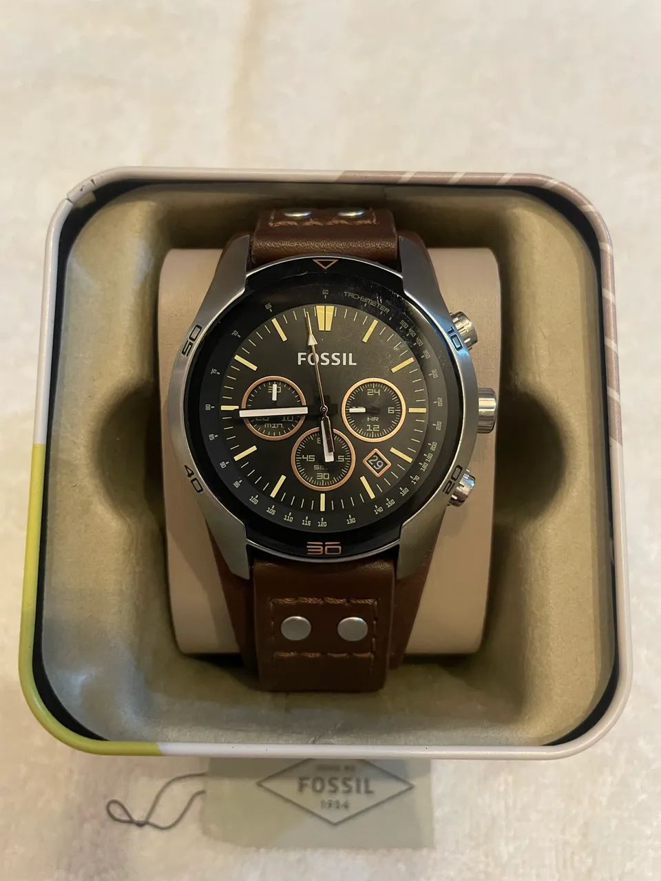 Relógio Fóssil Coachman pulseira em couro - Foto 2