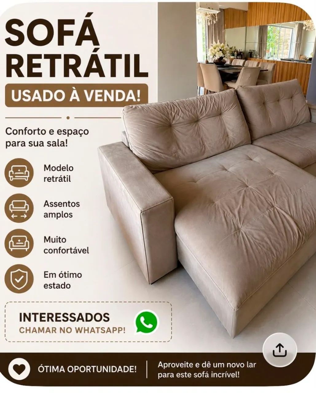Sofá Retrátil de 1,88m