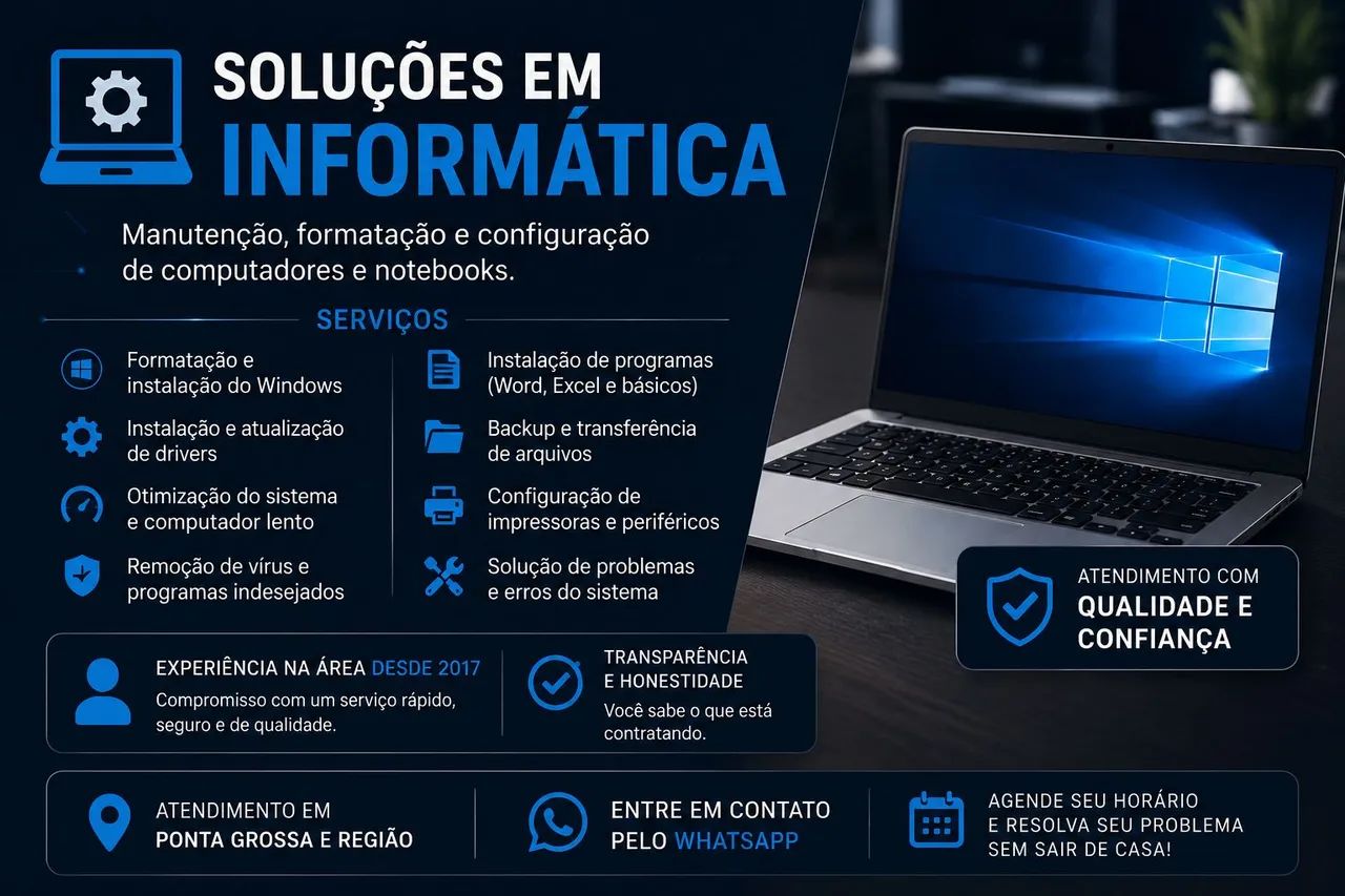 Manutenção e Formatação de Computadores e Notebooks | Ponta Grossa
